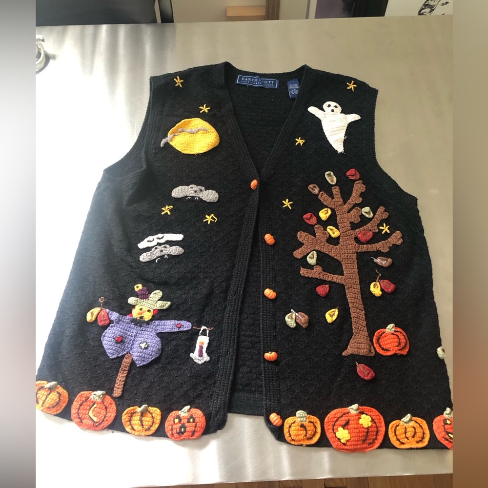 Vintage Karen Scott Fall Halloween Sweater Vest - boootiful!